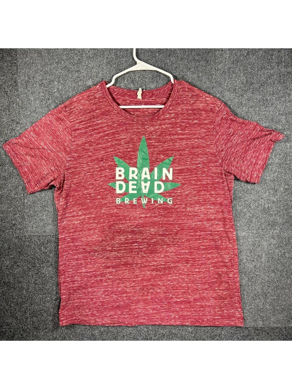 Brain Dead Brewing Leaf Graphic Red Heather T-Shirt XL Dallas - 0025-1B